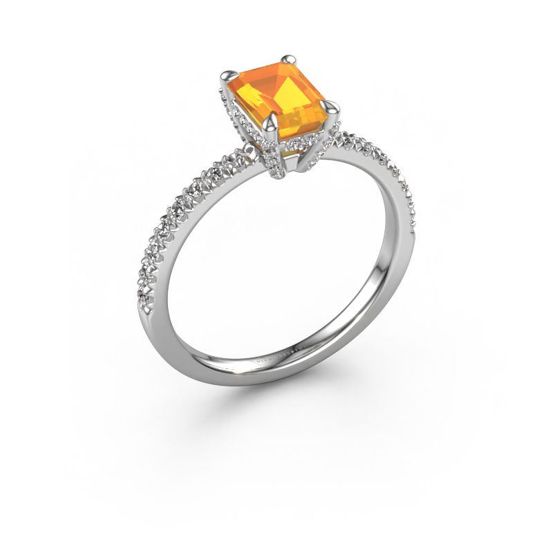 Bague de fiançailles Saskia EME 1 950 platine citrine 7x5 mm