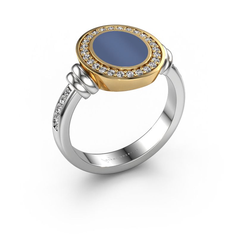 Chevalière Bailey 585 or blanc nicolo bleue 10x8 mm