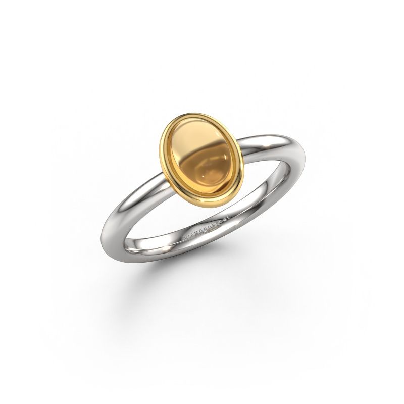 Ring Blossom OVL 2 585 Weißgold Citrin 7x5 mm