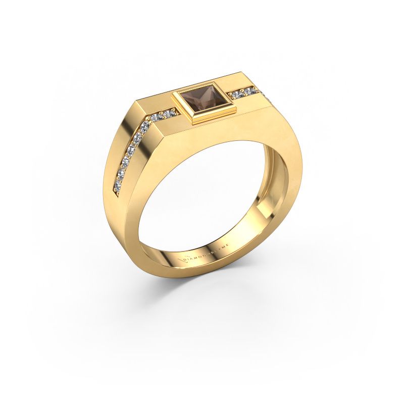 Heren ring Robertus 2 585 goud rookkwarts 4 mm