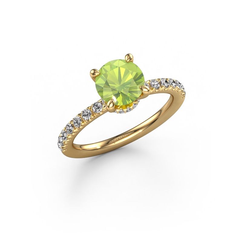 Engagement ring Crystal rnd 4 585 gold peridot 7 mm