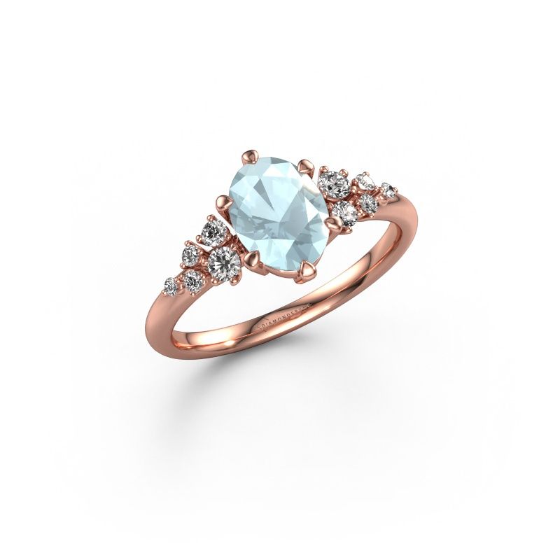 Engagement ring Royce OVL 585 rose gold aquamarine 8x6 mm