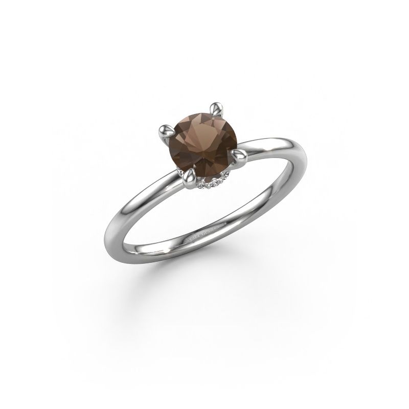 Verlobungsring Crystal RND 3 950 Platin Rauchquarz 5.5 mm