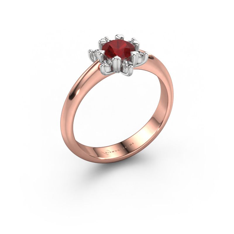 Ring Liesbeth 585 rosé goud robijn 5 mm