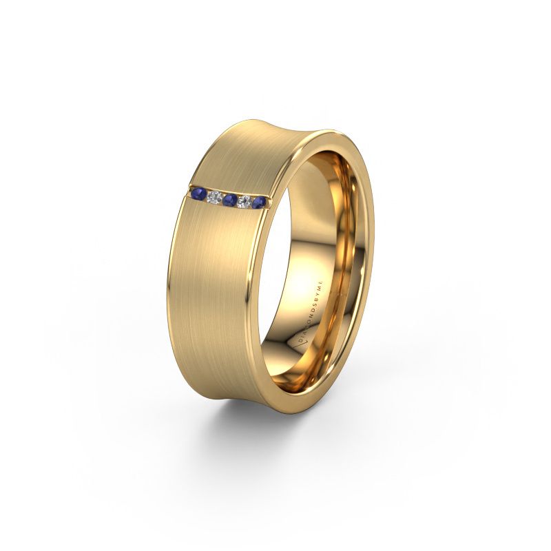 Wedding ring WH2021B 585 gold sapphire ±7x2 mm