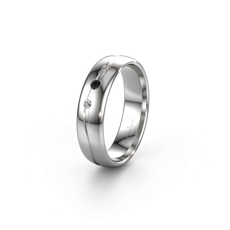 Friendship ring WH0907L35X 585 white gold black diamond ±5 x 1.4 mm