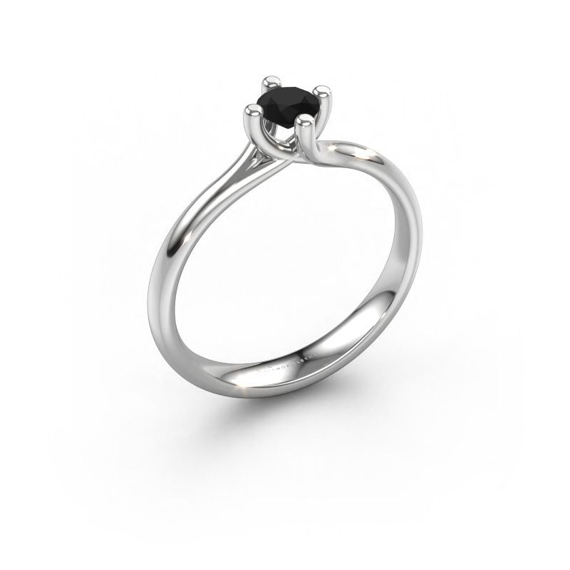 Verlobungsring Dewi Round 950 Platin Schwarz Diamant 0.30 crt