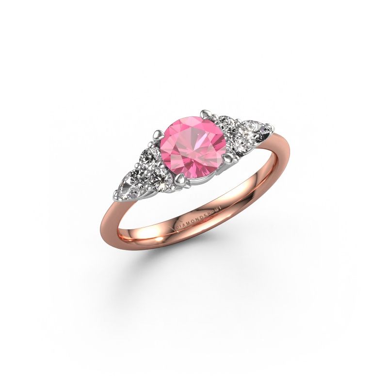 Verlovingsring Melani RND 585 rosé goud roze saffier 6 mm