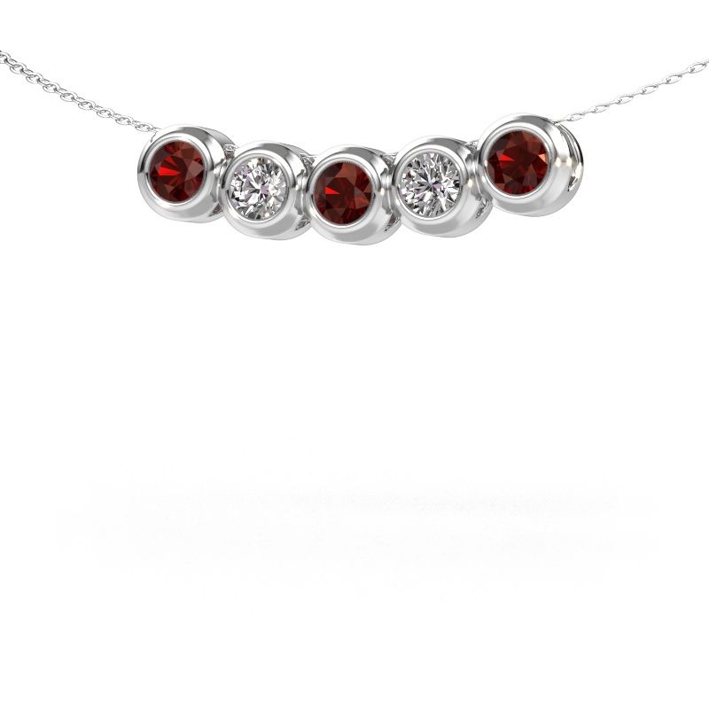 Collier Kim 5 585 or blanc grenat 4 mm
