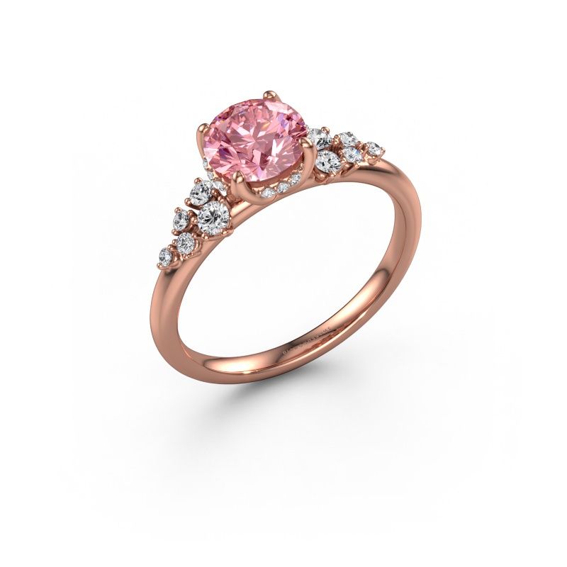 Engagement ring Emma RND 585 rose gold pink lab grown diamond 6.5 mm