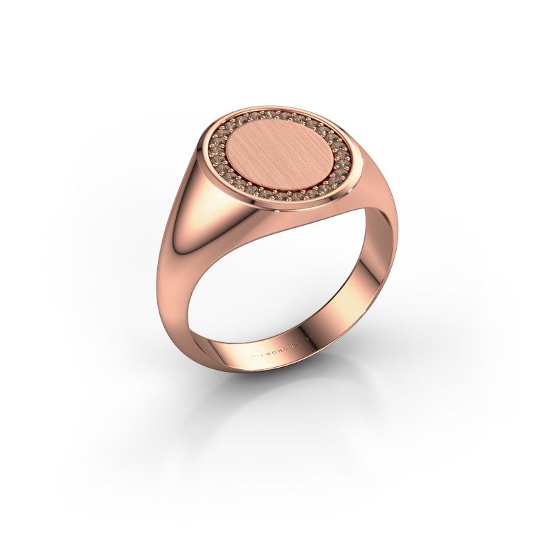 Image of Men's ring floris oval 3<br/>585 rose gold<br/>brown diamond 0.203 crt