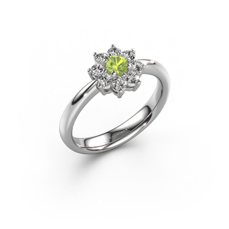 Engagement ring Camille 1 585 white gold peridot 3.4 mm