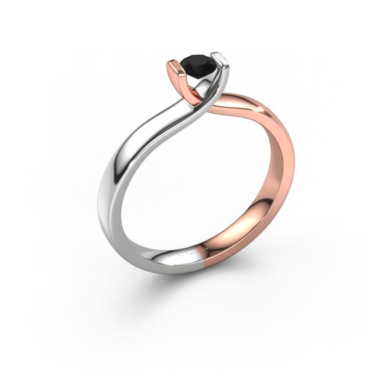 Ring Noor 585 rose gold black diamond 0.24 crt