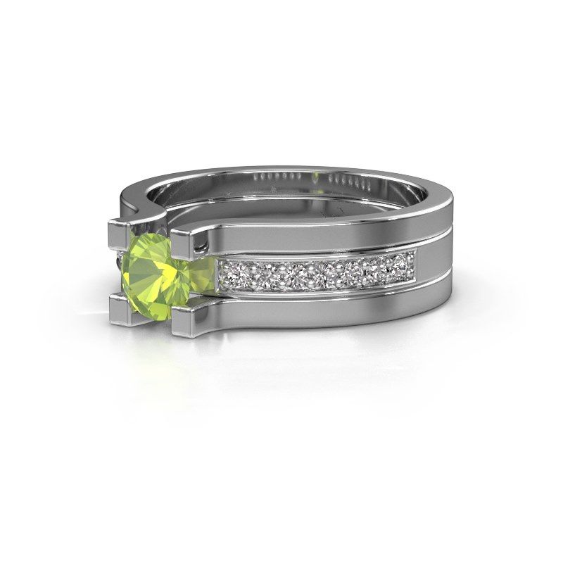 Image of Engagement ring Myrthe<br/>950 platinum<br/>Peridot 5 mm