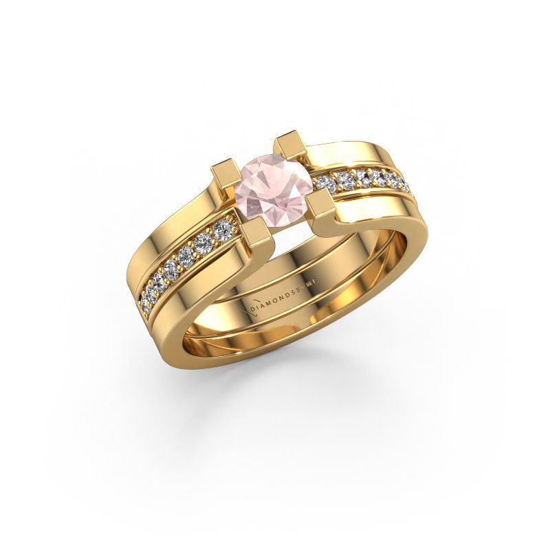 Engagement ring Myrthe 585 gold morganite champagne 5 mm
