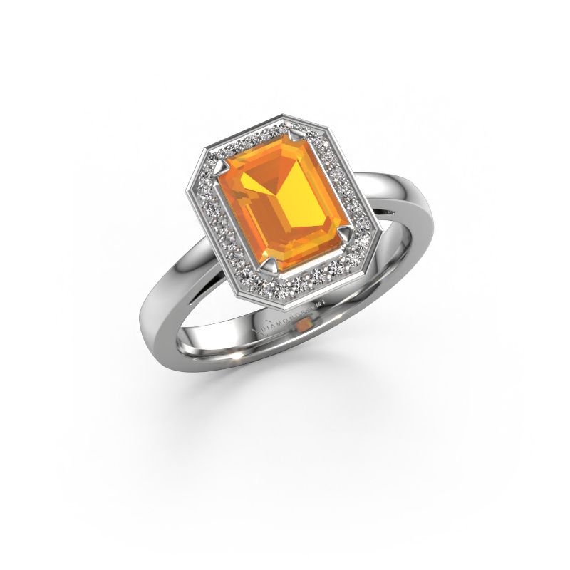 Verlovingsring Dodie 1 eme 950 platina citrien 8x6 mm