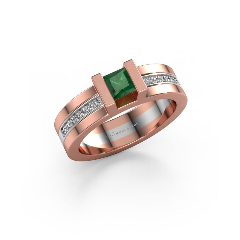 Bague de fiançailles Desire 585 or rose emeraude 4 mm