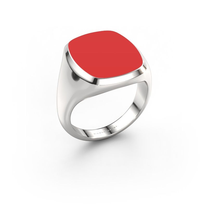 Signet ring Benjamin 4 950 platinum red enamel 17x14 mm