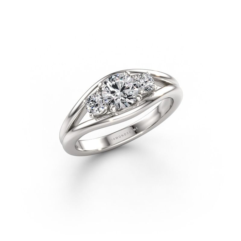 Bague Cassie RND 950 platine diamant synthétique 0.80 crt