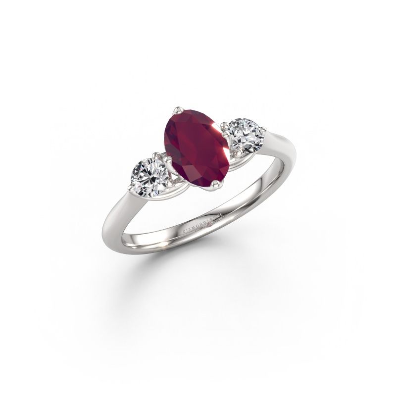 Engagement ring Vosje OVL 585 white gold rhodolite 7,5x5,5 mm