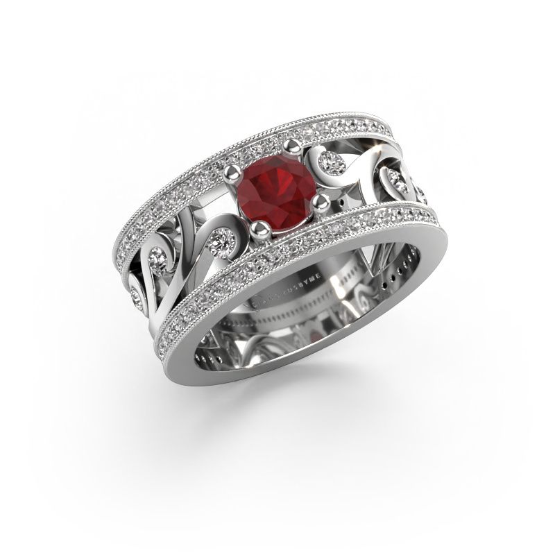Ring Sanne 585 witgoud robijn 5 mm