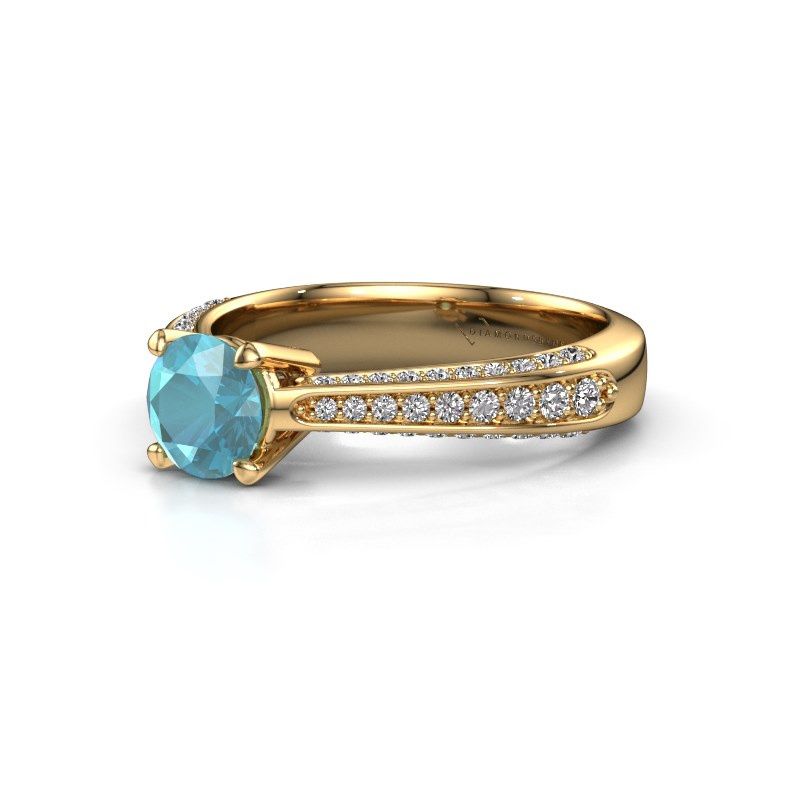Image of Engagement ring Ruby rnd 585 gold blue topaz 5.7 mm