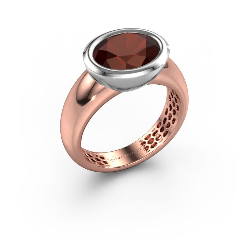 Ring Evelyne 585 rosé goud granaat 10x8 mm