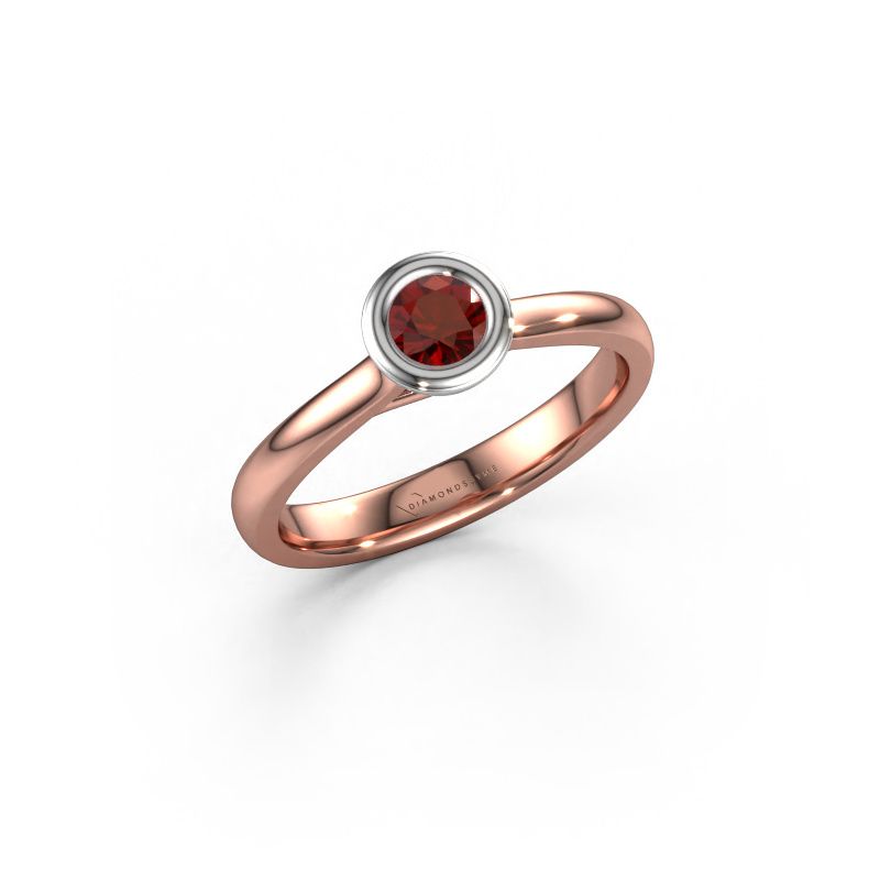 Bague de fiançailles Kaylee 585 or rose grenat 4 mm