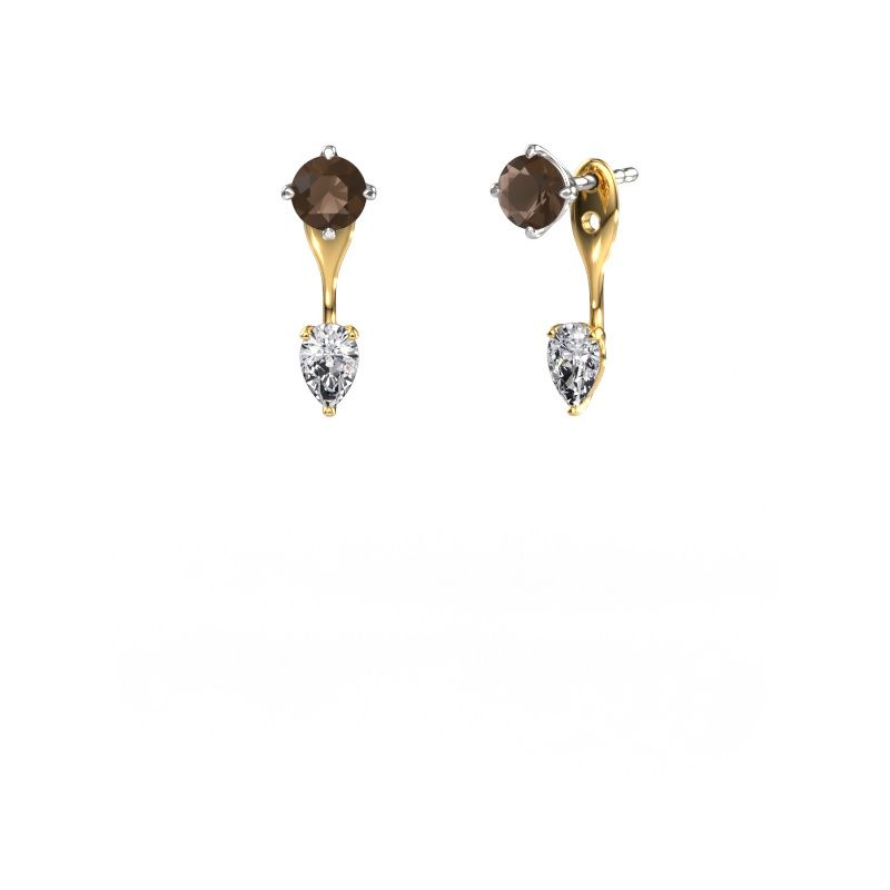 Ohrhänger Kate RND-PER 585 Weißgold Rauchquarz 5 mm