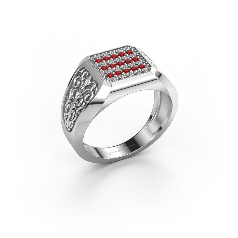 Heren ring Amir 585 witgoud robijn 1.4 mm