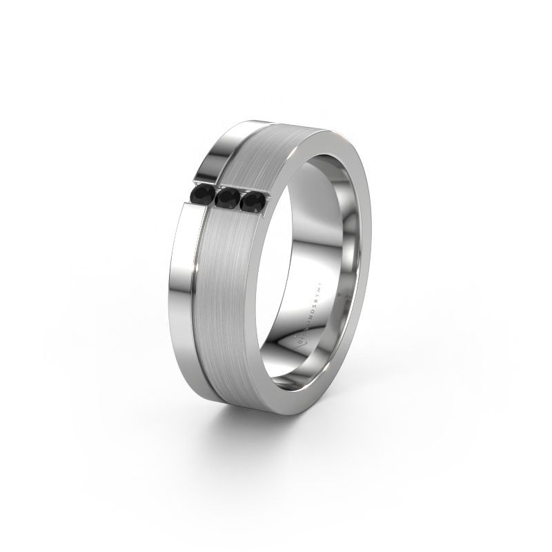 Wedding ring WH0327L16B 950 platinum black diamond ±6 x 2 mm
