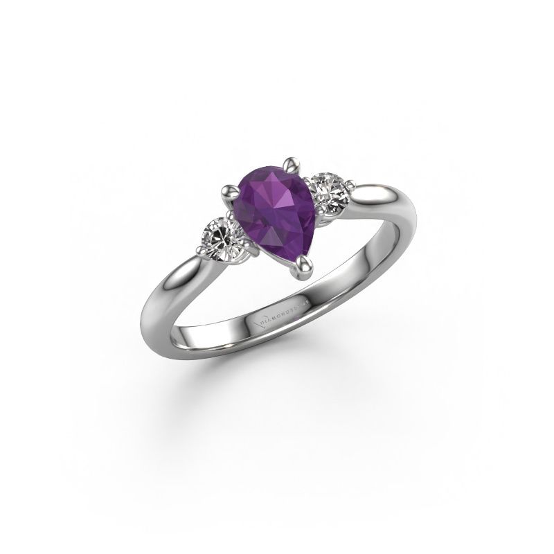 Bague de fiançailles Lieselot PER 585 or blanc améthyste 7x5 mm