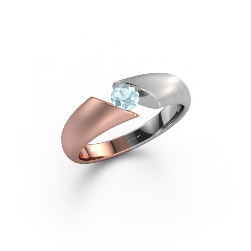 Verlovingsring Hojalien 1 585 rosé goud aquamarijn 4 mm
