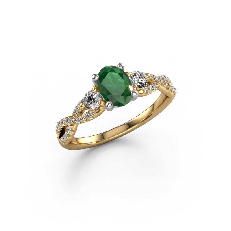 Engagement ring Marilou OVL 585 gold emerald 7,5x5,5 mm