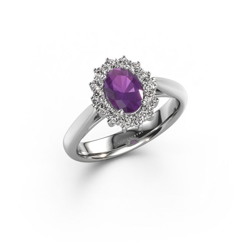 Bague de fiançailles Margien 1 585 or blanc améthyste 7x5 mm