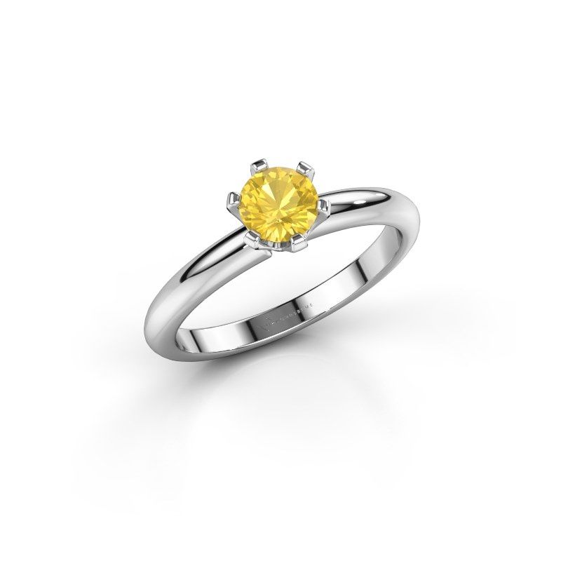 Image de Bague de fiançailles Tiffy 1<br/>950 platine<br/>Saphir jaune 5 mm
