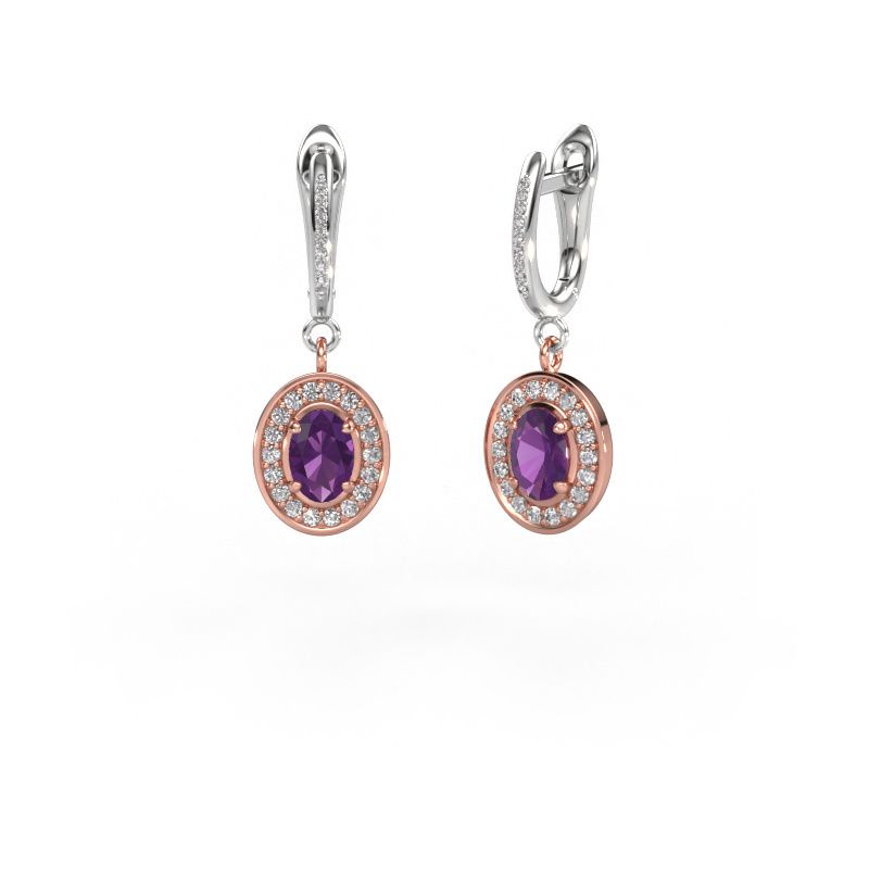 Pendants d'oreilles Layne 2 585 or rose améthyste 7x5 mm
