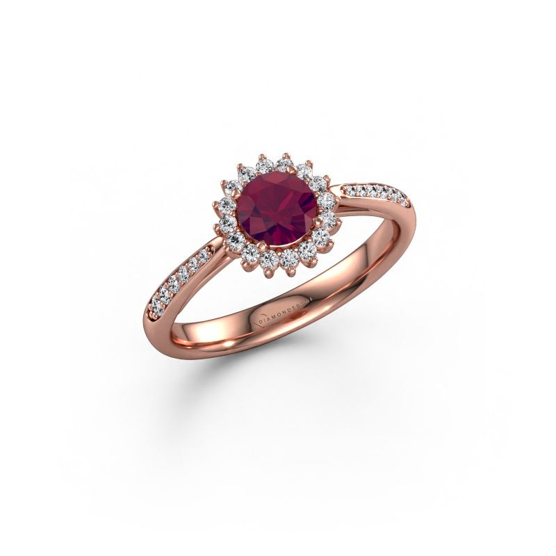 Verlobungsring Tilly RND 2 express 585 Roségold Rhodolit 5 mm