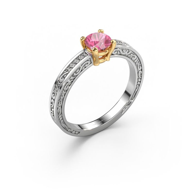 Verlobungsring Claudette 2 585 Weißgold Pink Saphir 5 mm