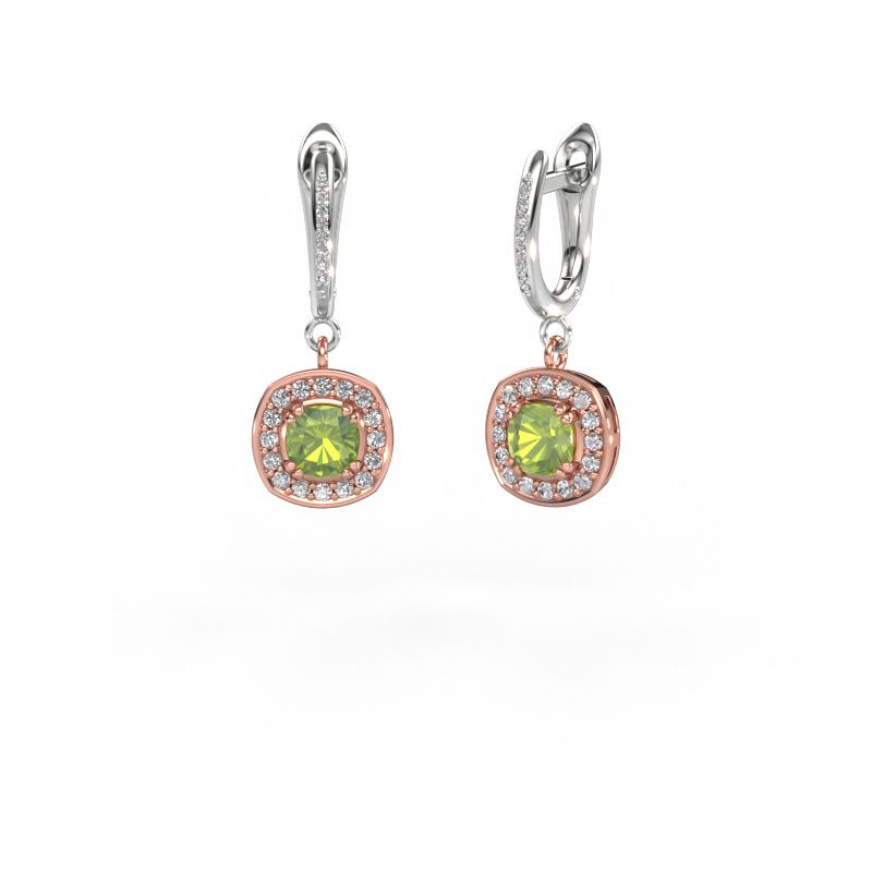 Drop earrings Marlotte 2 585 rose gold peridot 5 mm