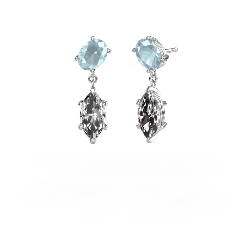 Ohrhänger Toi et Moi OVL-MRQ 950 Platin Aquamarin 8x6 mm