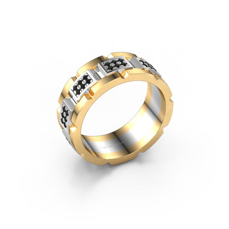Men's ring Ricardo 3 585 white gold black diamond 0.486 crt