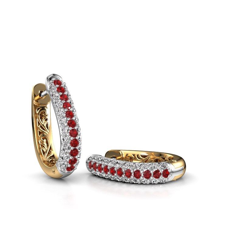 Image of Hoop earrings Danika 10.5 A 585 white gold ruby 1.7 mm