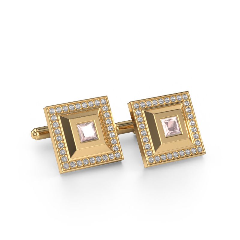 Cufflinks Joris 585 gold morganite champagne 4 mm