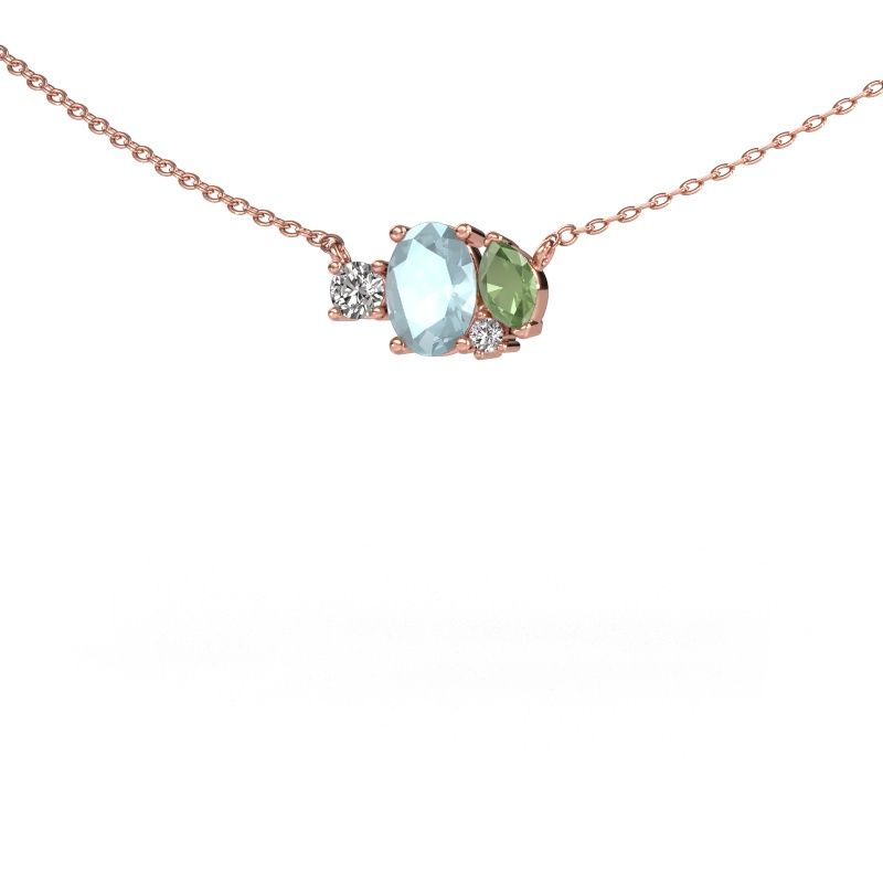 Pendentif Frauke OVL 585 or rose aigue-marine 7x5 mm