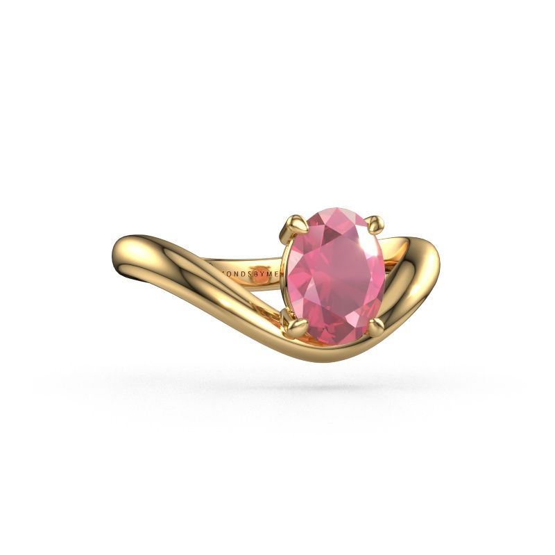 Engagement ring Femke OVL 585 gold tourmaline pink 8x6 mm