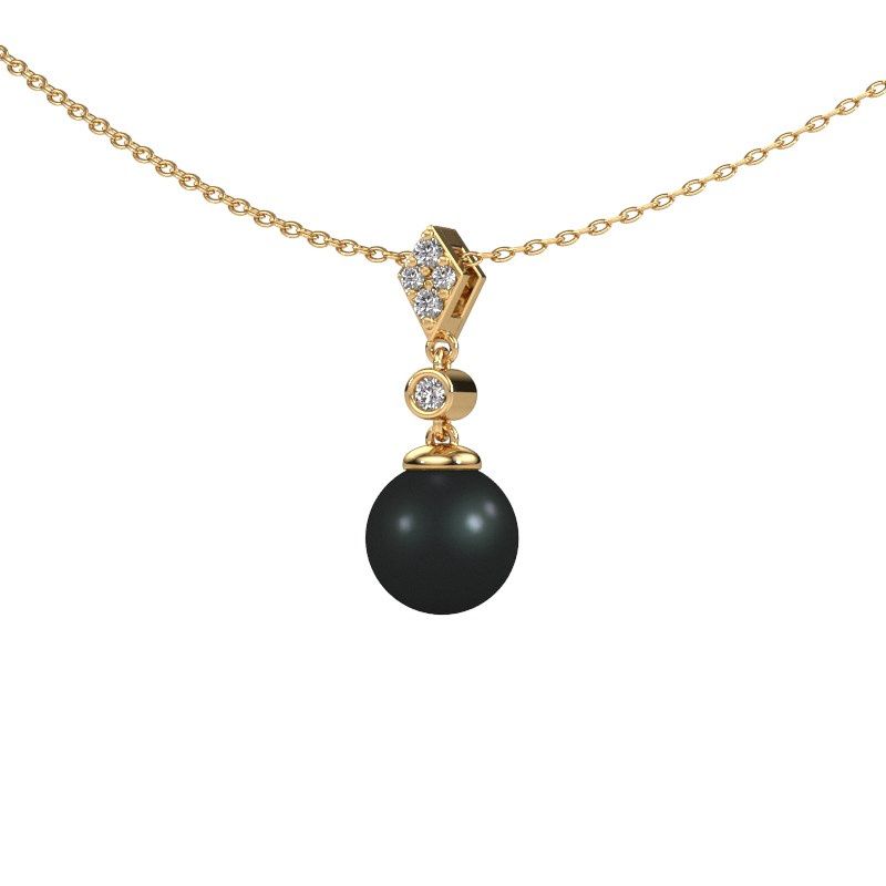 Pendentif Marna 585 or jaune perle noire 5 mm
