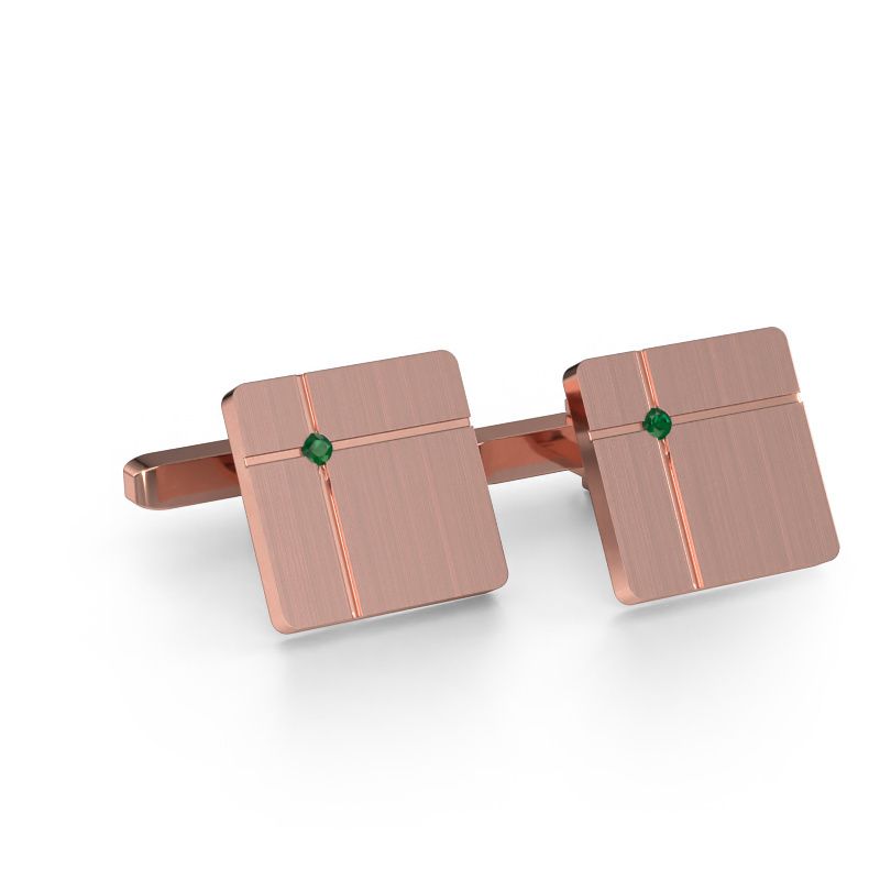 Cufflinks Hilco 585 rose gold emerald 2 mm