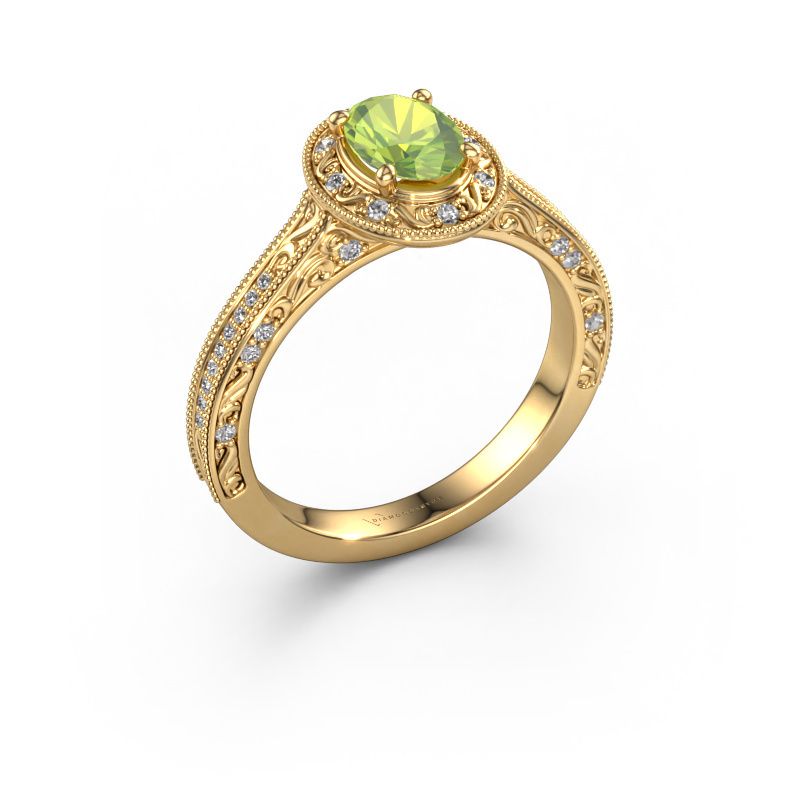 Bague de fiançailles Alice OVL 585 or jaune péridot 7x5 mm