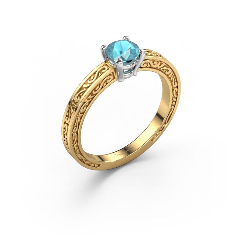 Engagement ring Claudette 1 585 gold blue topaz 5 mm